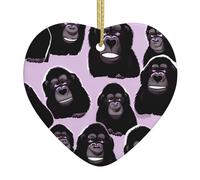 WZYWHJ Pendentif de Noël en céramique en forme de cœur - Décoration à suspendre au sapin - Décoration de festival - Gorilles