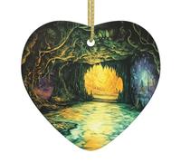 WZYWHJ Pendentif de Noël en céramique en forme de cœur pour arbre à suspendre Décoration de festival Décoration de grotte magique