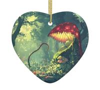 WZYWHJ Pendentif de Noël en céramique en forme de cœur pour arbre à suspendre - Décoration de festival - Le mystérieux piège à mouches Vénus attend l'image