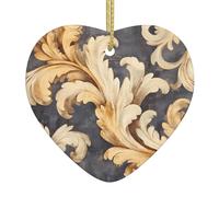 WZYWHJ Pendentif de Noël en céramique en forme de cœur pour arbre à suspendre - Décoration de festival - Image dorée