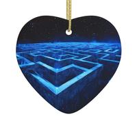 WZYWHJ Pendentif de Noël en céramique en forme de cœur pour arbre à suspendre - Décoration de festival - Ligne droite - Labyrinthe