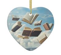 WZYWHJ Pendentif de Noël en céramique en forme de cœur pour arbre à suspendre des livres, des photos