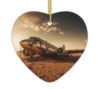 WZYWHJ Pendentif de Noël en céramique en forme de cœur pour arbre à suspendre - Ornements de festival en décomposition - Impressions d'avions