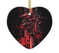 WZYWHJ Pendentif de Noël en céramique en forme de cœur pour arbre à suspendre pour festival, décoration punk, texte photo