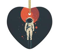 WZYWHJ Pendentif de Noël en céramique en forme de cœur pour décoration de festival et cadeau souvenir Motif d'exploration spatiale