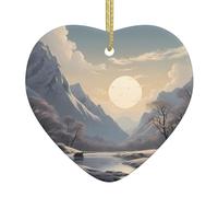 WZYWHJ Pendentif de Noël en céramique en forme de cœur pour décoration de festival et cadeau souvenir Motif Silence nordique