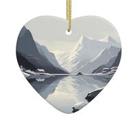 WZYWHJ Pendentif de Noël en céramique en forme de cœur pour décoration de festival et cadeau souvenir Motif vallée polaire