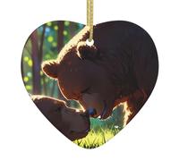 WZYWHJ Pendentif de Noël en céramique en forme de cœur pour décoration de festival et cadeau souvenir Grand ours marron