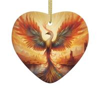 WZYWHJ Pendentif de Noël en céramique en forme de cœur pour décoration de festival et cadeau souvenir Belle impression phénix