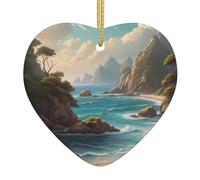 WZYWHJ Pendentif de Noël en céramique en forme de cœur pour décoration de festival et cadeau souvenir Motif côte tranquille