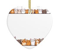 WZYWHJ Pendentif de Noël en céramique en forme de cœur pour sapin de Noël, décorations de festival, jolis cadres photos imprimés