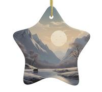 WZYWHJ Pendentif de Noël en céramique en forme d'étoile à suspendre, décorations de festival, cordes, cadeaux de fête nordiques, imprimés silence nordique