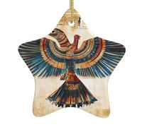 WZYWHJ Pendentif de Noël en céramique en forme d'étoile à suspendre pour festival, ornements, cordes, cadeaux de fête de vacances, image à motif étrange