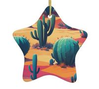 WZYWHJ Pendentif de Noël en céramique en forme d'étoile à suspendre pour sapin - pour supermarchés, maisons, cactus du désert