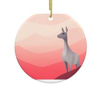WZYWHJ Pendentif rond de Noël en céramique - 7,4 cm - Décoration d'arbre à suspendre pour fête de vacances - Animaux qui regardent loin