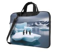 WZYWHJ Penguins On The Iceberg Prints Sac pour ordinateur portable 14" avec intérieur doux, plusieurs poches, idéal pour homme, voyage et affaires, noir,