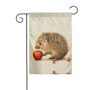 WZYWHJ Petit hérisson portant un fruit imprimé drapeau de jardin décoratif 30,5 x 45,7 cm pour un environnement extérieur tendance