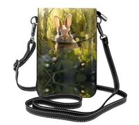 WZYWHJ Petit lapin dans l'herbe Sac à bandoulière en cuir imprimé pour téléphone portable - Cadeau polyvalent pour femme, marche, camping, shopping et voyage