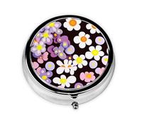 WZYWHJ Petite boîte à médicaments circulaire à motif floral avec compartiments, mini distributeur de pilules