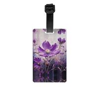 WZYWHJ Petite étiquette de bagage imprimée fleurs sauvages violettes avec bracelet amovible - Crochet de voyage pour une identification pratique - Léger et personnalisé taille de carte de visite