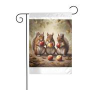 Wzywhj Photo de trois écureuils mangeant des pommes drapeau de jardin d'été double face décoration cour 30,5 x 45,7 cm