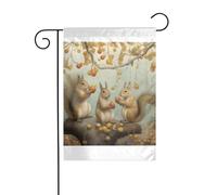 Wzywhj Photo de trois petits écureuils cueillant des poires drapeau de jardin d'été double face décoration cour 30,5 x 45,7 cm