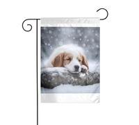 Wzywhj Photo d'un chien endormi drapeau de jardin d'été double face décoration cour 30,5 x 45,7 cm