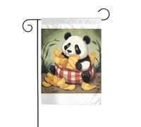 Wzywhj Photo Panda dans un sac de frites de pommes de terre, drapeau de jardin d'été, décoration double face, cour 30,5 x 45,7 cm