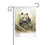 Wzywhj Photo Panda en train de creuser des pousses de bambou - Drapeau de jardin d'été - Décoration double face - 30,5 x 45,7 cm