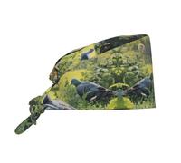 WZYWHJ Pigeons on the Grass Chapeau de travail pour nettoyage de photos Convient pour homme et femme Sangle élastique réglable Noir