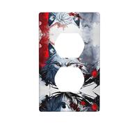 WZYWHJ Plaque murale décorative à double prise - Facile à installer - Idéal pour les zones résidentielles et commerciales 11,4 x 7,9 cm dans une tête de loup qui coule de sang