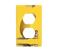 WZYWHJ Plaque murale décorative à double prise - Facile à installer - Idéal pour les zones résidentielles et commerciales 11,4 x 7,9 cm Motif petit singe sur une grande banane