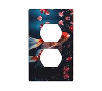 WZYWHJ Plaque murale décorative à double prise - Facile à installer - Idéal pour les zones résidentielles et commerciales 11,4 x 7,9 cm - Image Koi rouge