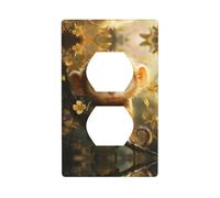 WZYWHJ Plaque murale décorative à double prise - Facile à installer - Idéal pour les zones résidentielles et commerciales 11,4 x 7,9 cm Singe avec des yeux brillants Imprimé