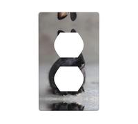 WZYWHJ Plaque murale décorative à double prise - Facile à installer - Idéal pour les zones résidentielles et commerciales 11,4 x 7,9 cm Impression Agile petit lapin noir