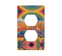 WZYWHJ Plaque murale décorative à double prise - Facile à installer - Idéal pour les zones résidentielles et commerciales 11,4 x 7,9 cm Image arc-en-ciel étrange