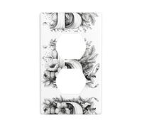 WZYWHJ Plaque murale décorative à double prise - Facile à installer - Idéal pour les zones résidentielles et commerciales - 11,4 x 7,9 cm - Lettre artistique B imprimée