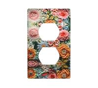WZYWHJ Plaque murale décorative à double prise - Facile à installer - Idéal pour les zones résidentielles et commerciales 11,4 x 7,9 cm - Impression de broderie colorée