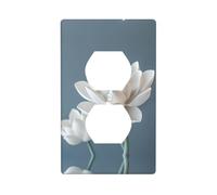 WZYWHJ Plaque murale décorative à double prise - Facile à installer - Idéal pour les zones résidentielles et commerciales 11,4 x 7,9 cm - Photo de fleur de lotus blanche en porcelaine