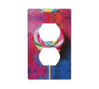 WZYWHJ Plaque murale décorative à double prise - Facile à installer - Idéal pour les zones résidentielles et commerciales 11,4 x 7,9 cm - Impression de sucettes sur fond coloré