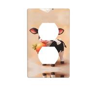 WZYWHJ Plaque murale décorative à double prise - Facile à installer - Idéal pour les zones résidentielles et commerciales 11,4 x 7,9 cm Motif petite vache