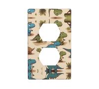 WZYWHJ Plaque murale décorative à double prise - Facile à installer - Idéal pour les zones résidentielles et commerciales 11,4 x 7,9 cm - Motif mignon petit dinosaure