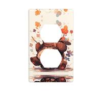 WZYWHJ Plaque murale décorative à double prise - Facile à installer - Idéal pour les zones résidentielles et commerciales - 11,4 x 7,9 cm - Petit ours marron jouant de la batterie