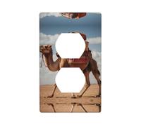WZYWHJ Plaque murale décorative à double prise - Facile à installer - Idéal pour les zones résidentielles et commerciales 11,4 x 7,9 cm - Impression de bagages Camel