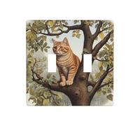 WZYWHJ Plaque murale décorative avec impression chat sur la cime des arbres, 11,4 x 11,4 cm, durable et élégante pour les zones résidentielles et commerciales