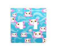WZYWHJ Plaque murale décorative avec motif chat mignon avec oreilles roses, 11,4 x 11,4 cm, durable et élégante pour les zones résidentielles et commerciales