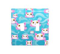 WZYWHJ Plaque murale décorative avec motif chat mignon avec oreilles roses, 11,4 x 11,4 cm, durable et élégante pour les zones résidentielles et commerciales
