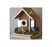 WZYWHJ Plaque murale décorative avec motif de maison de livre d'oiseaux, 11,4 x 11,4 cm, durable et élégante pour les zones résidentielles et commerciales