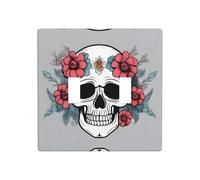 WZYWHJ Plaque murale décorative en forme de crâne décorée de fleurs, 11,4 x 11,4 cm, durable et élégante pour les zones résidentielles et commerciales