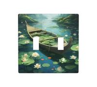 WZYWHJ Plaque murale décorative imprimée bateau dans l'étang de lotus 11,4 x 11,4 cm, durable et élégante pour les zones résidentielles et commerciales